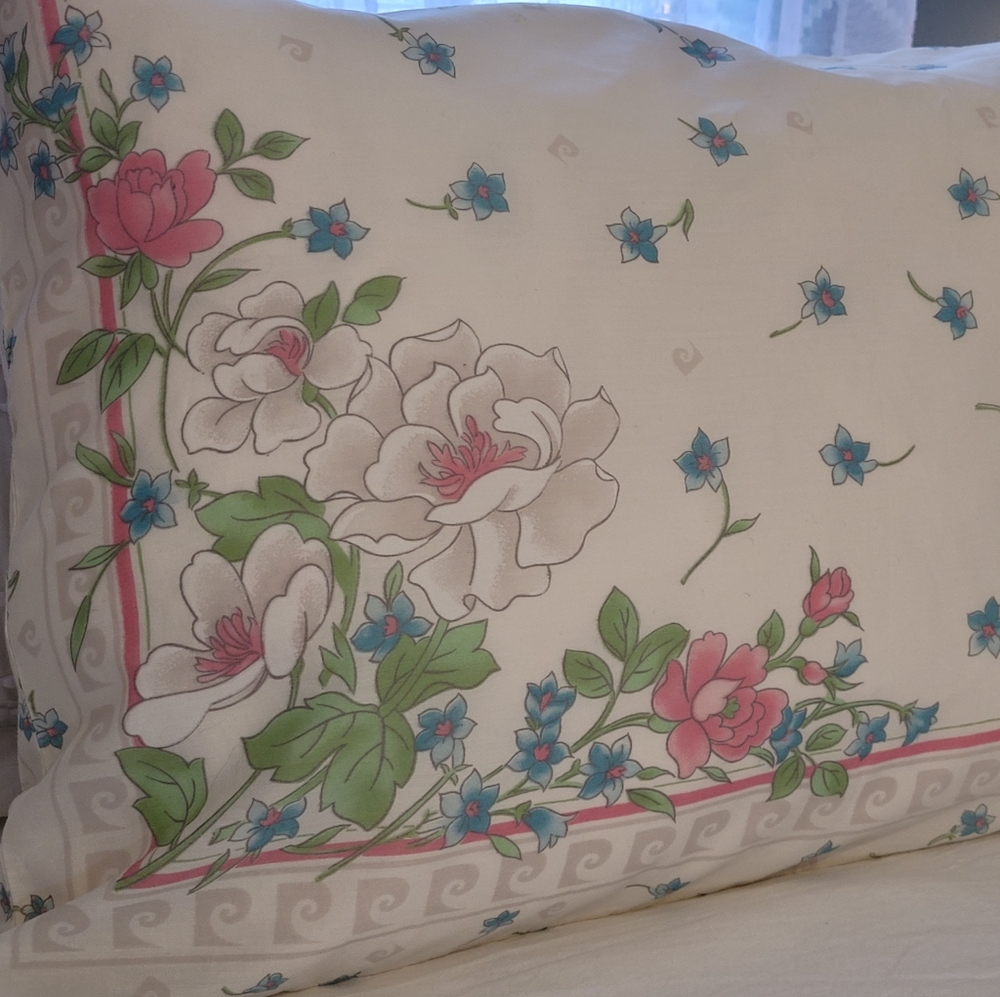 Vintage ruffled floral Pierre Cardin Burlington standard pillowcase